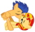 Size: 4533x4172 | Tagged: safe, artist:mrbrandonmac, flash sentry, sunset shimmer, pony, unicorn, g4, absurd resolution, cute, duo, female, kiss on the lips, kissing, male, ship:flashimmer, shipping, simple background, straight, transparent background, vector