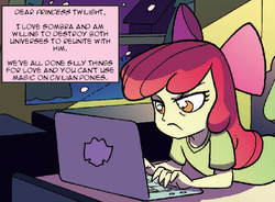 Size: 603x444 | Tagged: safe, idw, apple bloom, equestria girls, g4, spoiler:comic, apple bloom's blog, clever, exploitable meme, meme