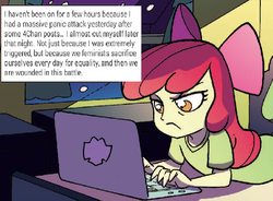 Size: 603x444 | Tagged: safe, idw, apple bloom, equestria girls, g4, spoiler:comic, 4chan, apple bloom's blog, exploitable meme, meme, social justice warrior