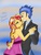 Size: 768x1024 | Tagged: safe, alternate version, artist:brickercupmasterx3, flash sentry, sunset shimmer, human, equestria girls, g4, bare shoulders, blushing, clothes, cute, dancing, dress, duo, female, looking at each other, male, ship:flashimmer, shipping, slow dancing, straight