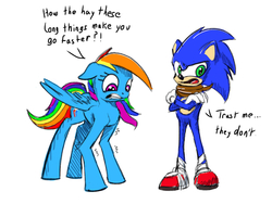 Size: 900x675 | Tagged: safe, artist:tsitra360, rainbow dash, g4, 30 minute art challenge, crossover, long legs, male, parody, sonic boom, sonic the hedgehog, sonic the hedgehog (series)