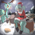 Size: 1500x1500 | Tagged: safe, artist:moronsonofboron, lyra heartstrings, oc, oc:hope, satyr, g4, butt, chimney, christmas, clothes, moon, parent:lyra heartstrings, plot, red nose, reindeer antlers, santa costume, snow