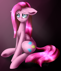 Size: 1453x1693 | Tagged: safe, artist:artyjoyful, pinkie pie, earth pony, pony, g4, cute, cuteamena, female, pinkamena diane pie, sad, sitting, solo