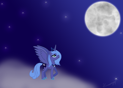 Size: 2100x1500 | Tagged: safe, artist:harmonyyy, princess luna, g4, female, moon, s1 luna, solo