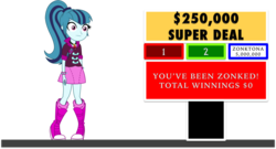 Size: 1516x819 | Tagged: safe, sonata dusk, equestria girls, g4, my little pony equestria girls: rainbow rocks, game show, let's make a deal, super deal, zonk