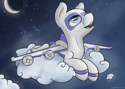 Size: 3500x2500 | Tagged: dead source, safe, artist:keeponhatin, oc, oc only, oc:air liner, original species, plane pony, pony, cloud, high res, plane, solo