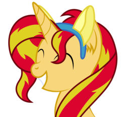 Size: 4900x4538 | Tagged: safe, artist:atmospark, sunset shimmer, pony, unicorn, g4, absurd resolution, cute, female, happy, pony ears, shimmerbetes, simple background, solo, transparent background, vector, wondercolts
