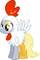 Size: 3000x4409 | Tagged: safe, artist:atmospark, derpy hooves, pegasus, pony, g4, chicken suit, clothes, female, mare, scrunchy face, simple background, solo, transparent background, vector