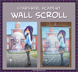 Size: 863x800 | Tagged: safe, artist:bloo-ocean, artist:derpiihooves, twilight sparkle, human, g4, clothes, female, humanized, miniskirt, no catchlights, schoolgirl, skirt, socks, solo, starswirl academy, starswirl academy uniform, tai saito, thigh highs, thigh socks, wall scroll