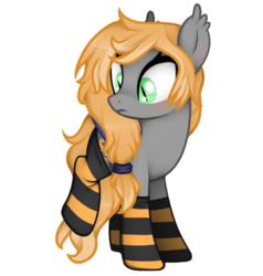 Size: 804x846 | Tagged: dead source, safe, artist:sheeppiss, oc, oc only, oc:pumpkin knack, bat pony, pony, clothes, socks, solo, striped socks