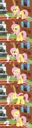 Size: 1280x5051 | Tagged: safe, artist:bluse, angel bunny, fluttershy, pegasus, pony, g4, :t, angry, comic, crying, eyes closed, frown, glare, grin, lip bite, pouting, raised hoof, scared, show accurate, smiling, the stare, unamused