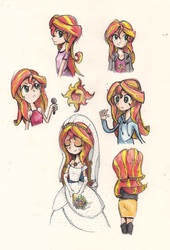 Size: 2168x3192 | Tagged: safe, artist:ilacavgbmjc, sunset shimmer, equestria girls, g4, my little pony equestria girls: rainbow rocks, clothes, dress, female, high res, simple background, traditional art, wedding dress, white background