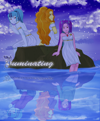 Size: 2660x3230 | Tagged: safe, artist:usagifriday, adagio dazzle, aria blaze, sonata dusk, equestria girls, g4, high res, looking at you, the dazzlings, trio, water