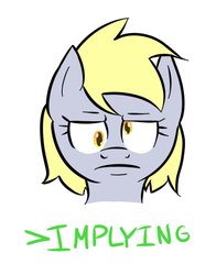 Size: 397x506 | Tagged: safe, artist:aaron amethyst, derpy hooves, pegasus, pony, g4, /mlp/, female, greentext, implying, mare, solo, text