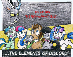 Size: 1698x1320 | Tagged: safe, artist:pandan009, bon bon, derpy hooves, discord, dj pon-3, doctor whooves, lyra heartstrings, octavia melody, sweetie drops, time turner, vinyl scratch, earth pony, pegasus, pony, unicorn, g4, the return of harmony, background six, female, male, mare, stallion