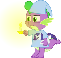 Size: 926x882 | Tagged: safe, artist:starshinesprint, rarity, spike, g4, candle, clothes, hilarious in hindsight, plushie, rarity plushie