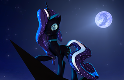 Size: 2218x1440 | Tagged: safe, artist:zigidi94, nightmare rarity, g4, 3d, female, mare in the moon, moon, night, solo, source filmmaker