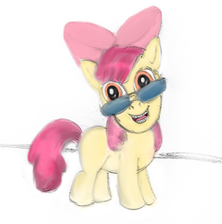 Size: 1062x1077 | Tagged: safe, artist:thegreatmewtwo, apple bloom, g4, braces, colored, female, glasses, nerdy, revised, solo