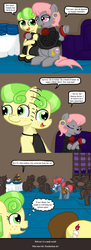 Size: 496x1369 | Tagged: safe, artist:ficficponyfic, chickadee, ms. peachbottom, prim hemline, oc, oc:quasar, g4, alternate hairstyle