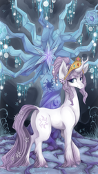 Size: 850x1500 | Tagged: safe, artist:mr-tiaa, tree of harmony, oc, oc only, oc:harmony (heilos), classical unicorn, pony, big crown thingy, butt, elements of harmony, flower in hair, horn, leonine tail, plot, ponified, solo, unshorn fetlocks