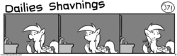 Size: 1280x404 | Tagged: safe, artist:tetrapony, derpy hooves, pegasus, pony, comic:the daily derp, g4, comic, female, hoof hold, mare, monochrome, shaving