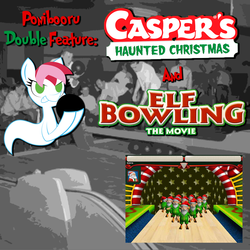 Size: 1000x1000 | Tagged: safe, oc, oc only, oc:flicker, elf, ghost, undead, ponibooru film night, bowling, bowling ball, caspers haunted christmas, elf bowling