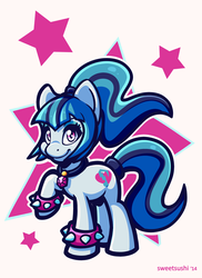 Size: 600x825 | Tagged: safe, artist:sweetsushi, sonata dusk, pony, g4, cute, female, necklace, ponified, smiling, solo, stars