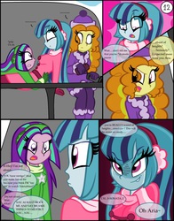 Size: 791x1009 | Tagged: safe, artist:queentigrel, adagio dazzle, aria blaze, sonata dusk, equestria girls, g4, a dazzling winter, comic, rapeface, this will end in tears