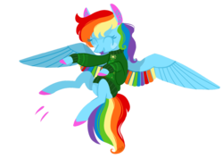 Size: 1280x906 | Tagged: safe, artist:jellybeanbullet, rainbow dash, g4, christmas, clothes, eyes closed, female, flying, solo, sweater