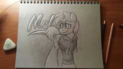 Size: 4128x2322 | Tagged: safe, artist:drawponies, oc, oc only, oc:mel, sketch, traditional art