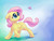 Size: 2000x1500 | Tagged: safe, artist:verulence, fluttershy, butterfly, pegasus, pony, g4, female, floppy ears, raised hoof, solo