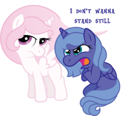 Size: 2667x2483 | Tagged: safe, artist:t-3000, princess celestia, princess luna, equestria daily, g4, cewestia, dialogue, filly, high res, pouting, speech bubble, woona