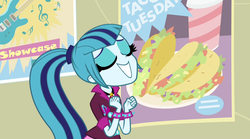 Size: 1280x714 | Tagged: safe, screencap, sonata dusk, equestria girls, g4, my little pony equestria girls: rainbow rocks, food, poster, sonataco, taco, taco tuesday, that girl sure loves tacos, that siren sure does love tacos