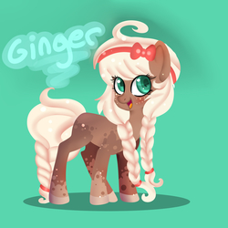 Size: 2000x2000 | Tagged: safe, artist:thegingerbreadpony, oc, oc only, oc:gingerbread, earth pony, pony, blushing, braid, freckles, heart eyes, high res, looking at you, open mouth, smiling, solo