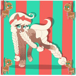 Size: 2000x2000 | Tagged: safe, artist:thegingerbreadpony, oc, oc only, oc:gingerbread, earth pony, pony, bow, braid, freckles, grin, high res, looking at you, raised leg, smiling, solo
