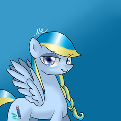 Size: 800x798 | Tagged: safe, artist:kayak94, oc, oc only, oc:scribble sketch, pegasus, pony, looking at you, pegasus oc, smiling at you, solo, wings