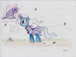 Size: 3368x2552 | Tagged: safe, artist:frikdikulous, trixie, pony, unicorn, g4, drawing, female, high res, magic, mare, smiling, solo, traditional art
