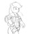 Size: 672x760 | Tagged: safe, artist:carnifex, applejack, earth pony, anthro, g4, barrel, female, monochrome, solo, straw