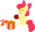 Size: 2008x1856 | Tagged: safe, artist:v0jelly, apple bloom, earth pony, pony, g4, apple, christmas, female, filly, foal, pointy ponies, present, simple background, solo, transparent background