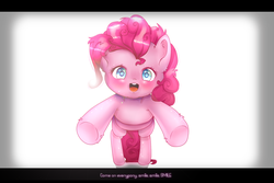 Size: 1850x1238 | Tagged: artist needed, source needed, safe, pinkie pie, g4, female, simple background, smile song, solo, text, underhoof