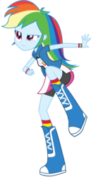 Size: 2000x3877 | Tagged: safe, artist:oathkeeper21, rainbow dash, equestria girls, g4, boots, clothes, compression shorts, female, high res, shoes, shorts, simple background, skirt, solo, transparent background, upskirt, vector