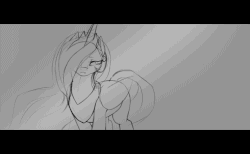 Size: 760x467 | Tagged: dead source, safe, artist:ventious, princess celestia, alicorn, pony, g4, animated, female, hair over one eye, letterboxing, mare, progress, progression, sketch, solo, wip