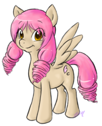 Size: 1160x1440 | Tagged: safe, artist:karramon, pegasus, pony, drill hair, katawa shoujo, misha, ponified, shiina mikado, solo