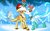 Size: 1133x704 | Tagged: safe, artist:xn-d, oc, oc only, oc:arita, oc:patch, dracony, dragon, feathered dragon, hybrid, amulet, antlers, blushing, chest fluff, collar, cool, cute, eyes closed, happy, hat, jingle bells, love, merry christmas, mistletoe, nuzzling, santa hat, snow, snowfall
