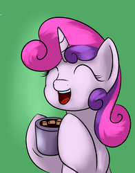 Size: 3300x4200 | Tagged: safe, artist:grennadder, sweetie belle, g4, 30 minute art challenge, eyes closed, female, high res, hot chocolate, marshmallow, open mouth, solo, sweetie belle using marshmallows