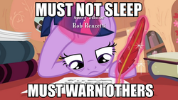 Size: 974x550 | Tagged: safe, twilight sparkle, g4, image macro, invasion of the body snatchers, meme, tired