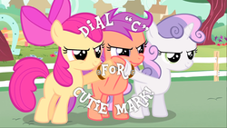 Size: 960x540 | Tagged: safe, edit, screencap, apple bloom, scootaloo, sweetie belle, flight to the finish, g4, cutie mark crusaders
