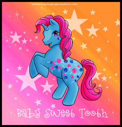 Size: 620x643 | Tagged: safe, artist:immortalpanda, baby sweet tooth, g1, g3, g1 to g3, generation leap, twice as fancy pony