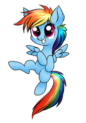 Size: 714x1013 | Tagged: dead source, safe, artist:confetticakez, rainbow dash, pegasus, pony, g4, cute, dashabetes, female, filly, filly rainbow dash, grin, pumkinroll is trying to murder us, simple background, smiling, solo, spread wings, white background, wings