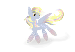 Size: 1024x713 | Tagged: safe, artist:red-velvety, derpy hooves, pegasus, pony, g4, alternate hairstyle, bubble, female, gradient hooves, mare, rainbow power, rainbow power-ified, simple background, solo, spread wings, transparent background, wings